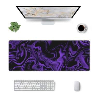 Imagem de Tapete de mouse grande para jogos com linha de mármore preto roxo estendido, 2GG grande teclado e mouse base de borracha antiderrapante, mousepad adequado para laptop, mouse, escritório, casa, mesa,