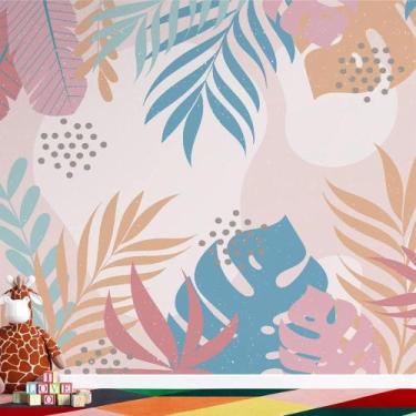 Imagem de Papel de Parede Folhas Gigantes em Tons Pasteis - AloPapers, 2,50m de 