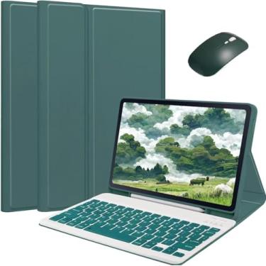 Imagem de Capa Tablet + Teclado Bluetooth + Mouse Para iPad Air4/Air5 10.9 Polegadas(verde escuro, Teclado comum)