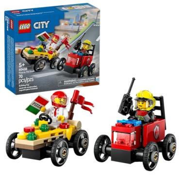 Imagem de LEGO City Great Vehicles Pack de Carros de Corrida Pizza vs. Caminhão dos Bombeiros 60458