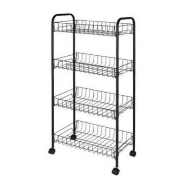 Imagem de Fruteira 4 Andares Preta com Rodas - MOR