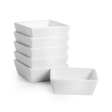 Imagem de BTaT- Ramekins quadrado de 118 g, conjunto de 6 ramekins para assar, pratos de creme brulee, copos de suflê, forma de pudim, tigelas de mergulho, tigelas de creme, ramekins pequenos