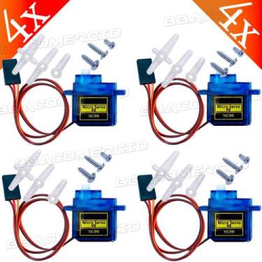 Imagem de Micro Servo Motor 9g Sg90 Kit Com 4 Unidades e Acessórios - MICRO SERV
