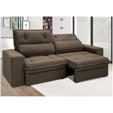Imagem de Sofá 4 Lugares Retrátil Reclinável Suede Palatino Linoforte, Café, 4 l
