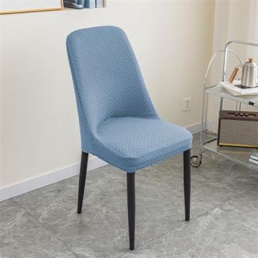 Imagem de HZSZXG Capa para cadeira com encosto curvo estilo sarja, elástica, jacquard, arco, capa para assento, capa para banco, sala de jantar, decoração de casa, azul-celeste, 6 peças