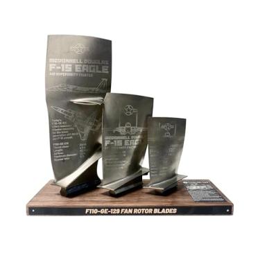 Imagem de Moderock Pás autênticas de motor turbofan de avião de caça F-15, presentes colecionáveis para entusiastas militares pais namorados (123 compostos)