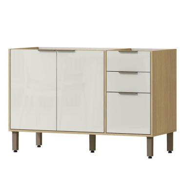 Imagem de Balcao Pia Sem Tampo 120 Cm Glor Bgl02 Castanho Off White Mxm