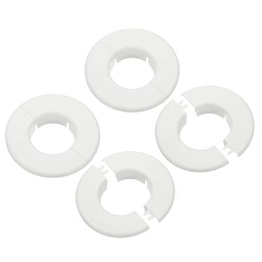 Imagem de PATIKIL Flange dividida na parede 2,3" (58 mm), 4 peças redondas destacáveis placa escudo fivelas tampa de tubo de água para cozinha banheiro ar condicionado braço tubo torneira decoração, branco