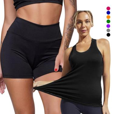 Imagem de Conjunto SHORT Legging BÁSICO + Regata Malha Fria POLIAMIDA 1074 Cor:;Tamanho:G;Gênero:Feminino-Feminino
