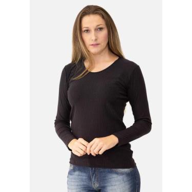 Imagem de Blusa Feminina Manga Longa Malha Canelada 1035 - Konciny confecções, P