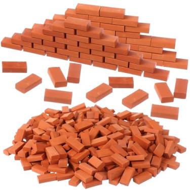Imagem de 350 Pcs 1/16 Miniature Bricks Brick Building Set, Mini Red Brick Stone Model Brick Mini Artificial Brick Premium Clay Bricks DIY Fake Bricks Lifelike Brick Ornament for Dollhouse Decor Handmade Craft