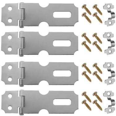 Imagem de Dobradiça Porta Cadeado Fecho Trinco Zincado 6,3Cm 04 Un