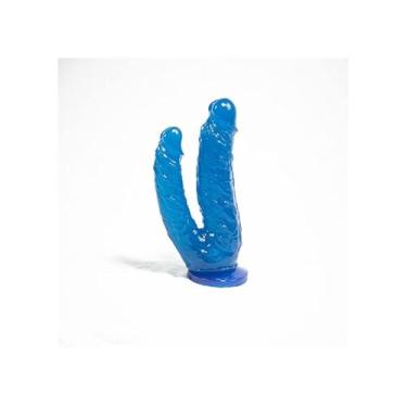 Imagem de Pênis Duplo 19x4cm com Ventosa Twins Azul - Coleção Lovetoys