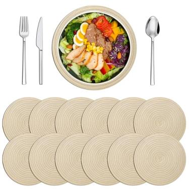 Imagem de TANEMUDO 24 peças de jogo americano redondo para o dia dos namorados de 30,5 cm, decoração boêmia, para decoração de mesa, hospedagem e festas (bege)