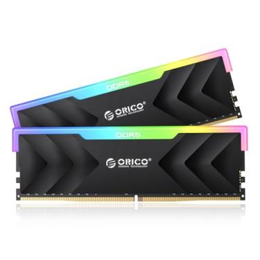Imagem de ORICO Raceline Neon DDR5 RGB RAM 32 GB (2 x 16 GB) 6000 MHz CL30, memória de desktop DIMM sem buffer com ECC, Intel XMP 3.0 e AMD Expo, baixa latência para jogos – Preto