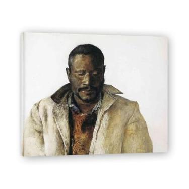 Imagem de LKXGRRSFG Impressão em tela The Drifter Andrew Wyeth - Arte de realismo americano, aquarela e pintura de têmpera de ovo para decoração de casa 20 x 24 cm