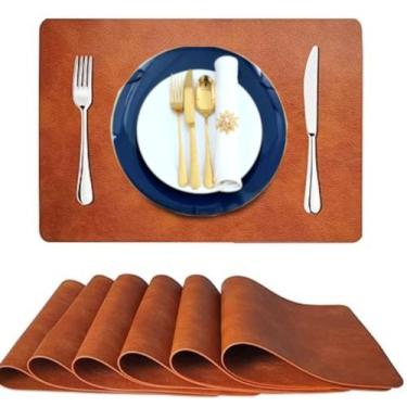 Imagem de kit 6 jogos americano de couro fácil limpeza + porta copo - GENERTOY, 