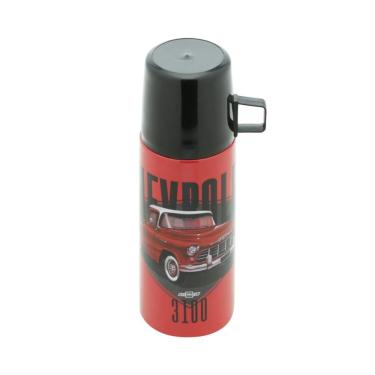 Imagem de Garrafa Térmica Individual Em Inox Com Tampa GM Chevrolet 3100 Vermelha