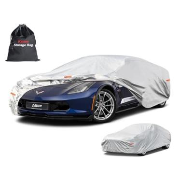 Imagem de Capa de carro de 6 camadas Kayme Impermeável para todos os climas para automóveis, cobertura completa para uso externo, proteção contra chuva e sol, UV, prata