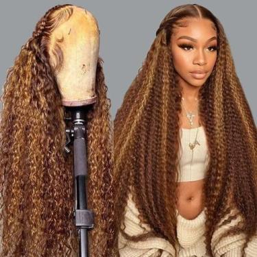 Imagem de Perucas frontais de renda Harmsh Highlight bob Wave Human Hair 200mL