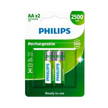 Imagem de 02 Pilhas Aa Recarregáveis 2500mah Philips