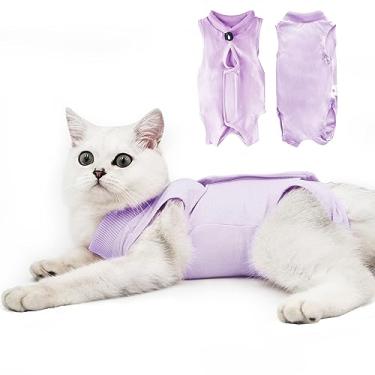 Imagem de Traje de recuperação profissional para gatos para ferimentos abdominais ou doenças de pele, alternativa para gatos e cães, roupa pós-cirúrgica, pijama