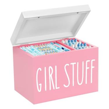 Imagem de Suporte de absorvente interno para banheiro, organizador de produtos femininos, caixa de objetos para banheiro, absorvente interno e organizador de almofadas com tampa, caixa de acessórios de banheiro