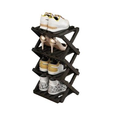 Imagem de Sapateira - Sapateira vertical dobrável para entrada, durável e fácil de montar, aplicável à entrada de casa, armário e quarto (preto-4 camadas)