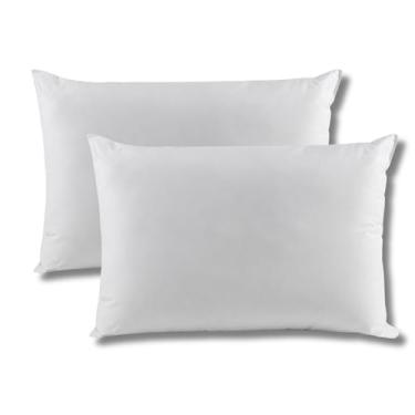 Imagem de Travesseiro Profissional Hotelaria, 50x70cm, Percal 200 Fios 100% Algodão, Fibra Siliconada Extra Macia, Branco, Kit 2 Travesseiros (2 unidades)