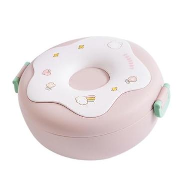 Imagem de Box Lunch Recectista de Microondas Seguro de Rosquinha Com Pano de Pão para o Garfo para Escolar (Róseo)