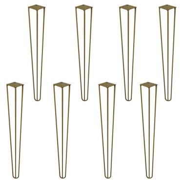 Imagem de Kit 8 Pés De Metal 60 Cm Legs Mesa De Canto Aparador Dourado