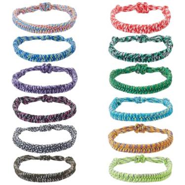 Imagem de UNICRAFTALE 12 pulseiras masculinas de corda de poliéster de sobrevivência de 12 cores ajustáveis para acampamento ao ar livre, escalada, joias, presentes