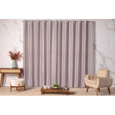 Imagem de Cortina Linho Rústico Listrado 4,40m x 2,70m Algodão c/ Poliéster p/ Q