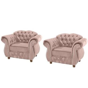 Imagem de Duas Poltronas Chesterfield Merlo - Suede Rosa Claro / Decoração, rece