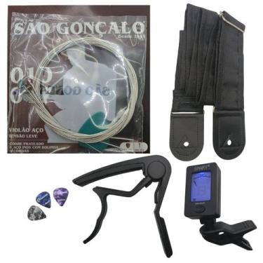 Imagem de 1 Jogo Cordas p/ Violão Afinador Capotraste Correia 5 cm - SG