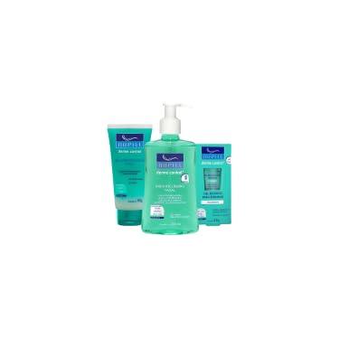 Imagem de Kit Sabonete Liquido Facial + Gel Esfoliante + Secativo De Espinhas Derme Control Uso Diário