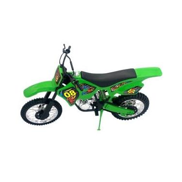 Imagem de Big Boss Moto de Motocross de Brinquedo, Verde, 36 cm x 24 cm, com Apoio e Adesivos