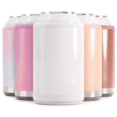 Imagem de Maars Cooler de latas padrão para cerveja e refrigerante | Manga de bebida de aço inoxidável de 340 g, suporte de parede dupla isolado a vácuo - Branco brilhante