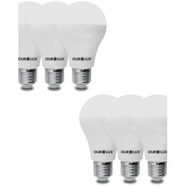 Imagem de 6 Lâmpadas Led Bulbo Ourolux A60 Base E27 9w Bivolt Cor da Luz Amarela