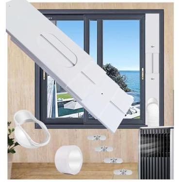 Imagem de Kit de vedação de janela de ar condicionado portátil com acoplador, placa de janela deslizante vertical/horizontal ajustável para unidade AC, kit de ventilação de janela CA adequado para mangueira de
