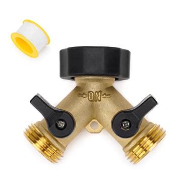 Imagem de Stanbroil Adaptador de mangueira de jardim com 2 válvulas, divisor de torneira de conector Y de latão resistente de 3/4 polegadas