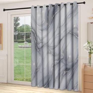 Imagem de Divisória de parede de cortina de divisória cinza, estampa de mármore abstrata moderna com aparência de atmosfera estrelada Boho, adequada para portas de vidro deslizantes, cortinas térmicas de sala