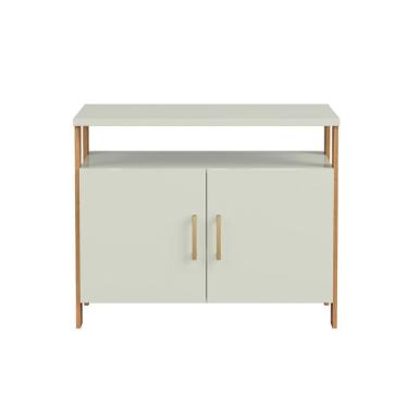 Imagem de Armário de Escritório Emily 100% MDF 2 Portas Off White e Freijó