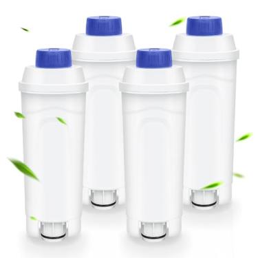 Imagem de Pacote com 4 filtros para máquina de café DLSC002, compatível com filtro DeLonghi DLSC002, amaciante de carbono ativado para De'longhi 5513292811 Ecam, Esam, Etam, Bco410, Bco420, Ec680, Ec800, CFL