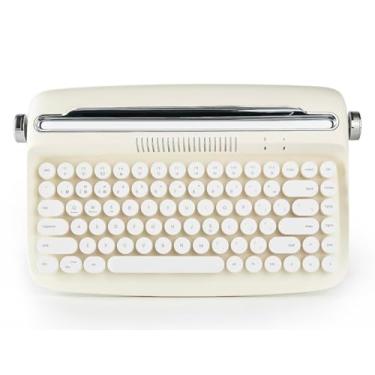 Imagem de Teclado Bluetooth Retrô para Tablet e Celular (Bege)