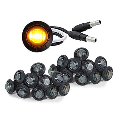 Imagem de Meerkatt (Pacote com 20) Mini Lente Esfumaçada Redonda de 9,5 mm Âmbar Indicadora Luz Lateral Marcador de Luz de Liberação Lâmpada de Resina Impermeável com Plugue de Reboque Caminhão Reboque Van ATV Universal 12 V DC 3LED-DC