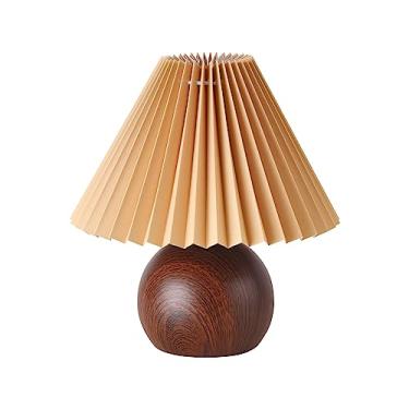 Imagem de KUNJOULAM Luminária De Mesa Plissada Pequena Kunjoulam, Cabeceira Moderna Com Abajur Café, Ideal Para Decoração Quarto, Sala Estar, Escritório E Casa, Lâmpada E12