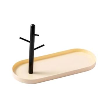 Imagem de LCSVCCXA Organizador de porta-joias, chaveiro, decoração, multiuso, expositor de joias, bandeja para chaves, colar, mesa, cômoda, shopping, Branco Leitoso Simples