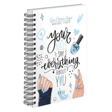 Imagem de Agenda Comercial 2026 Personalizada Capa Dura Nail Designer Art Cores (Azul Claro)