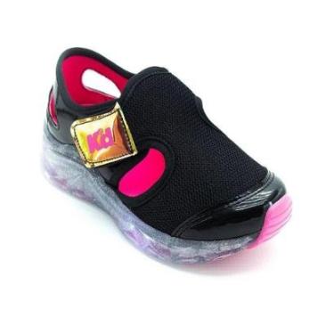 Imagem de Tênis Infantil Menina Kidy Light Fun 303 - 5107 - Preto e Rosa-Feminino